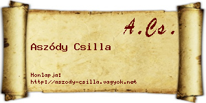 Aszódy Csilla névjegykártya
