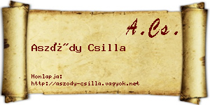 Aszódy Csilla névjegykártya